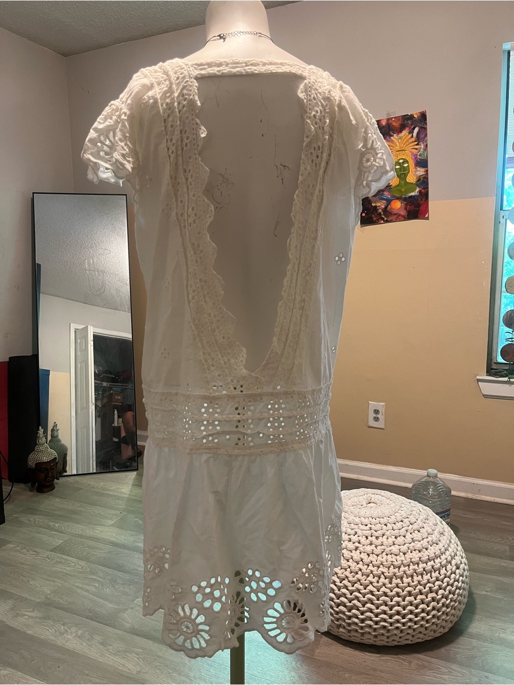 Free People white Lace-Up Backless Eyelet Dress - Picture 9 of 14
